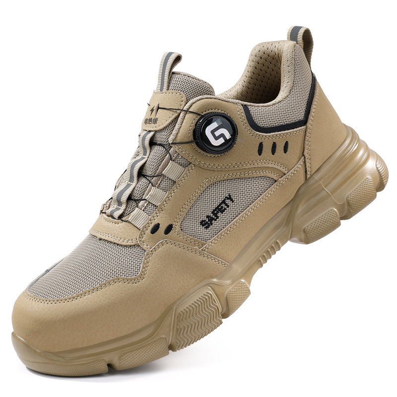 Zapatos de protección laboral para hombres anti-golpe anti-perforación zapatos de seguridad de aislamiento resistente al desgaste zapatos de trabajo de acero cabeza de botón inteligente zapatos de cabello para hombres