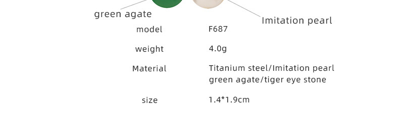 Fashion Geometric Titanium Steel Plating Artificial Pearls Natural Stone Earrings 1 Pair