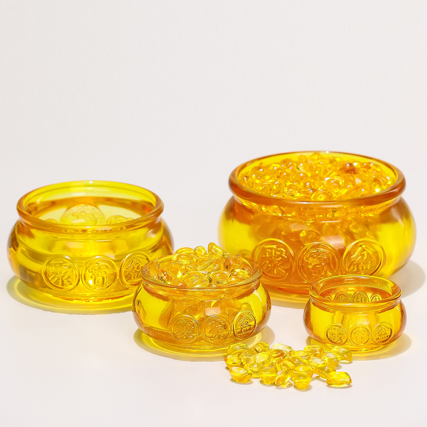 水晶聚宝盆摆件琉璃摆设客厅玄关装饰品店铺开业乔迁礼品送礼