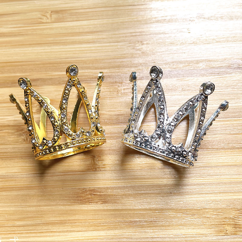 Mini birthday crown cake decoration rhinestone small round crown baking ornaments flowers holiday dress wholesale