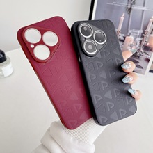 适用华为Pura80pro+素皮压花纹手机壳玻璃镜头P70ulra全包电镀套