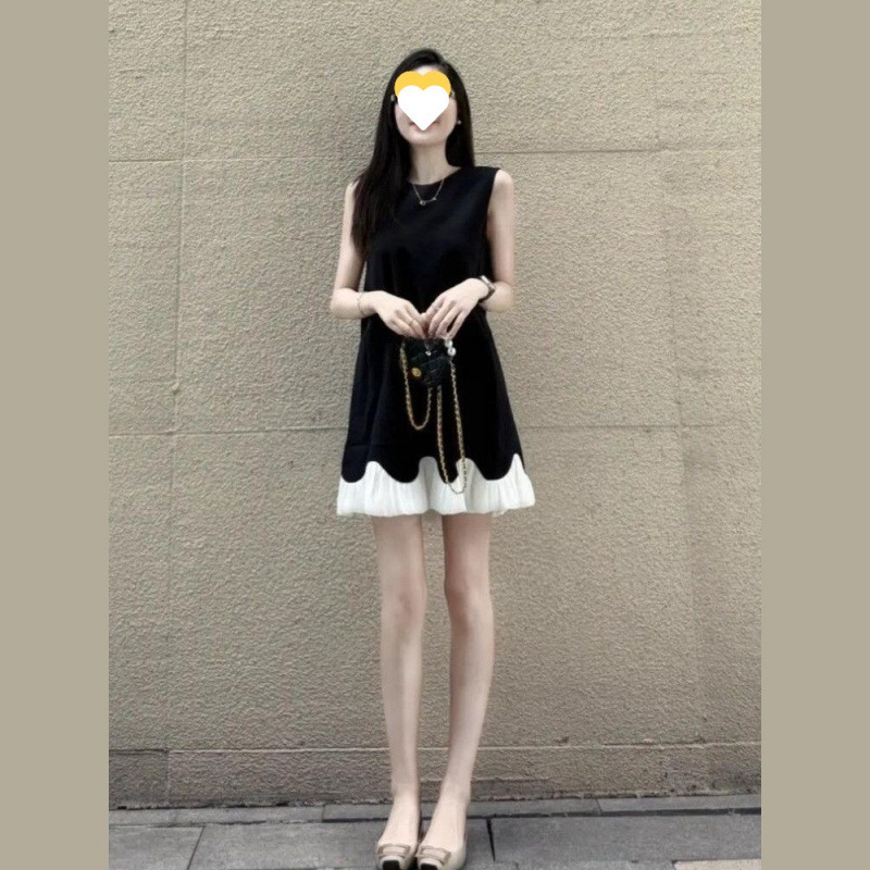 赫本风显瘦裙子女夏季法式气质高级感巨好看小香风黑白撞色连衣裙|undefined