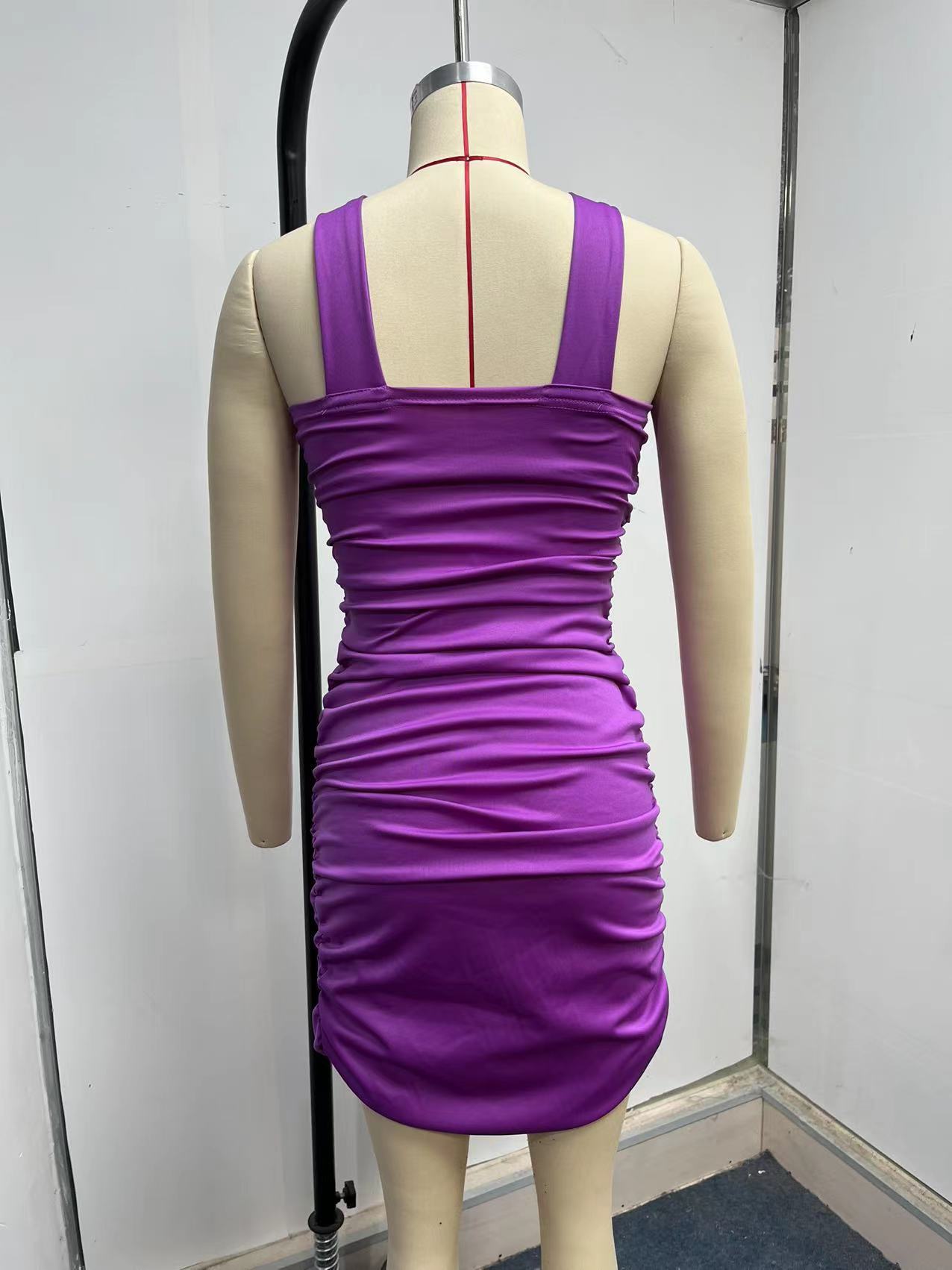 Women Clothing Sexy Dress Summer Sexy Cross Twist Strap Backless Pleated Hip Dress