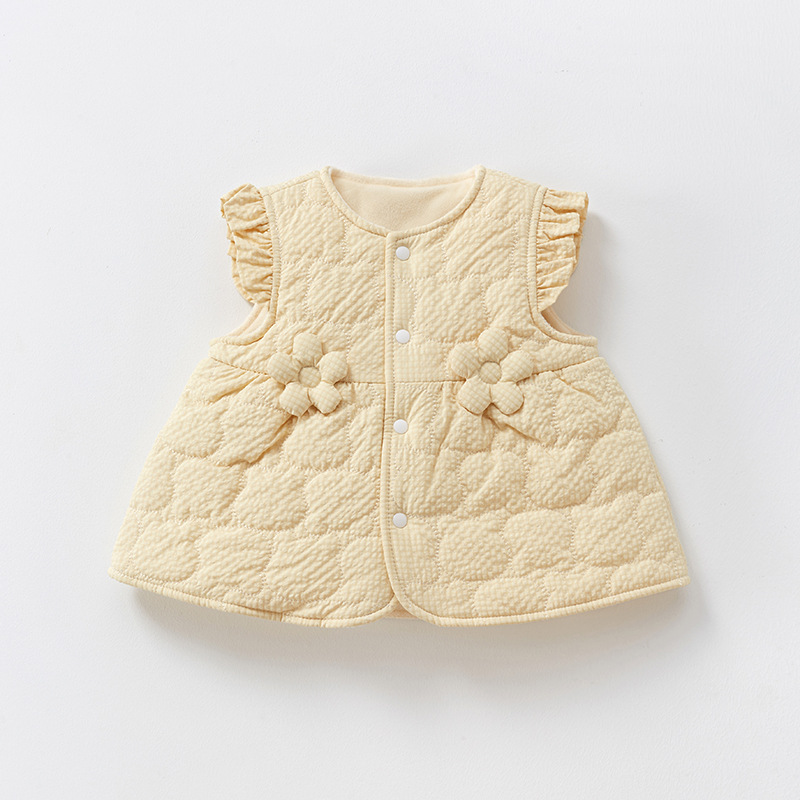 Bebé niña chaleco falda Otoño e Invierno ropa exterior ropa de invierno forrada de lana engrosada estilo occidental abrigo Chaleco de bebé image 7