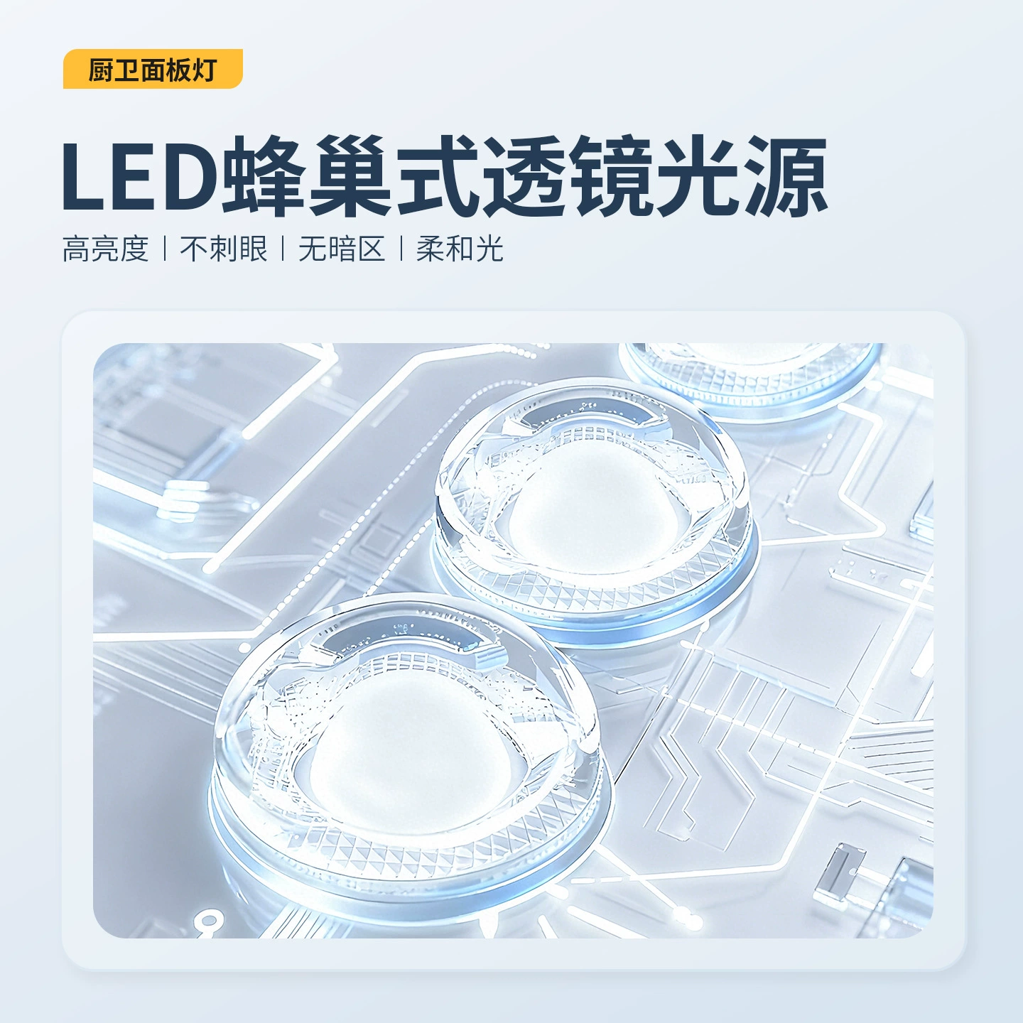 Light panel, built-in ceiling rectangular lamp, lights for bathroom, comfortable light spectrum
