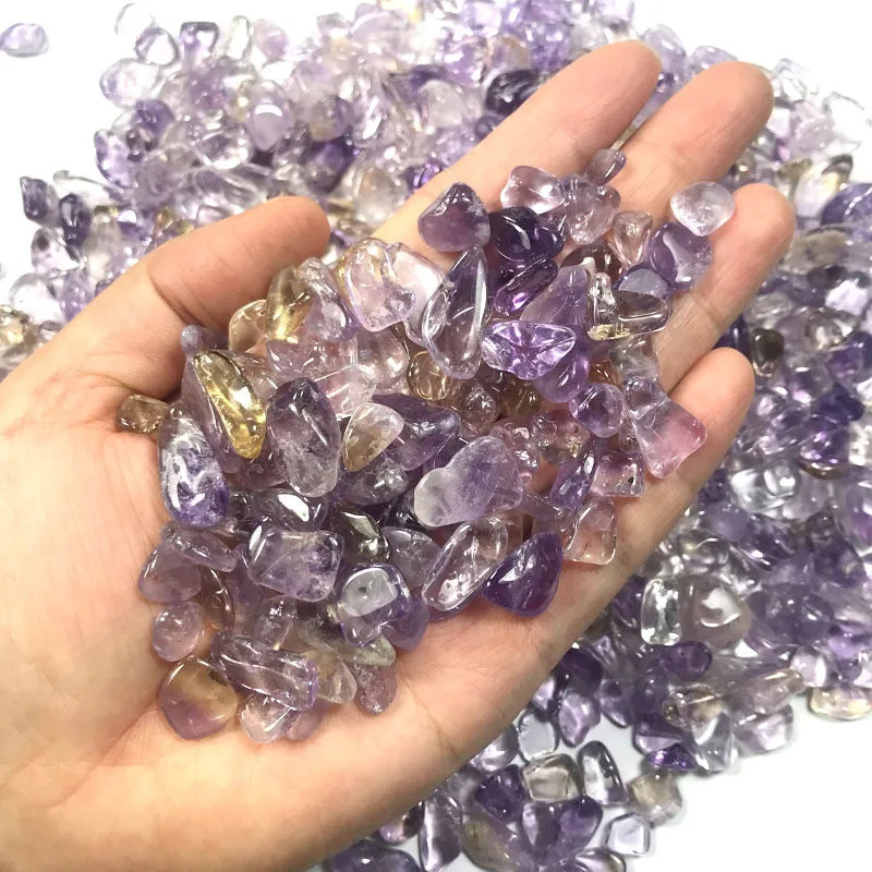 Natural purple yellow hair Crystal gravel wholesale light purple gravel Buddha worship degaussing stone ornaments DIY epoxy nail decoration