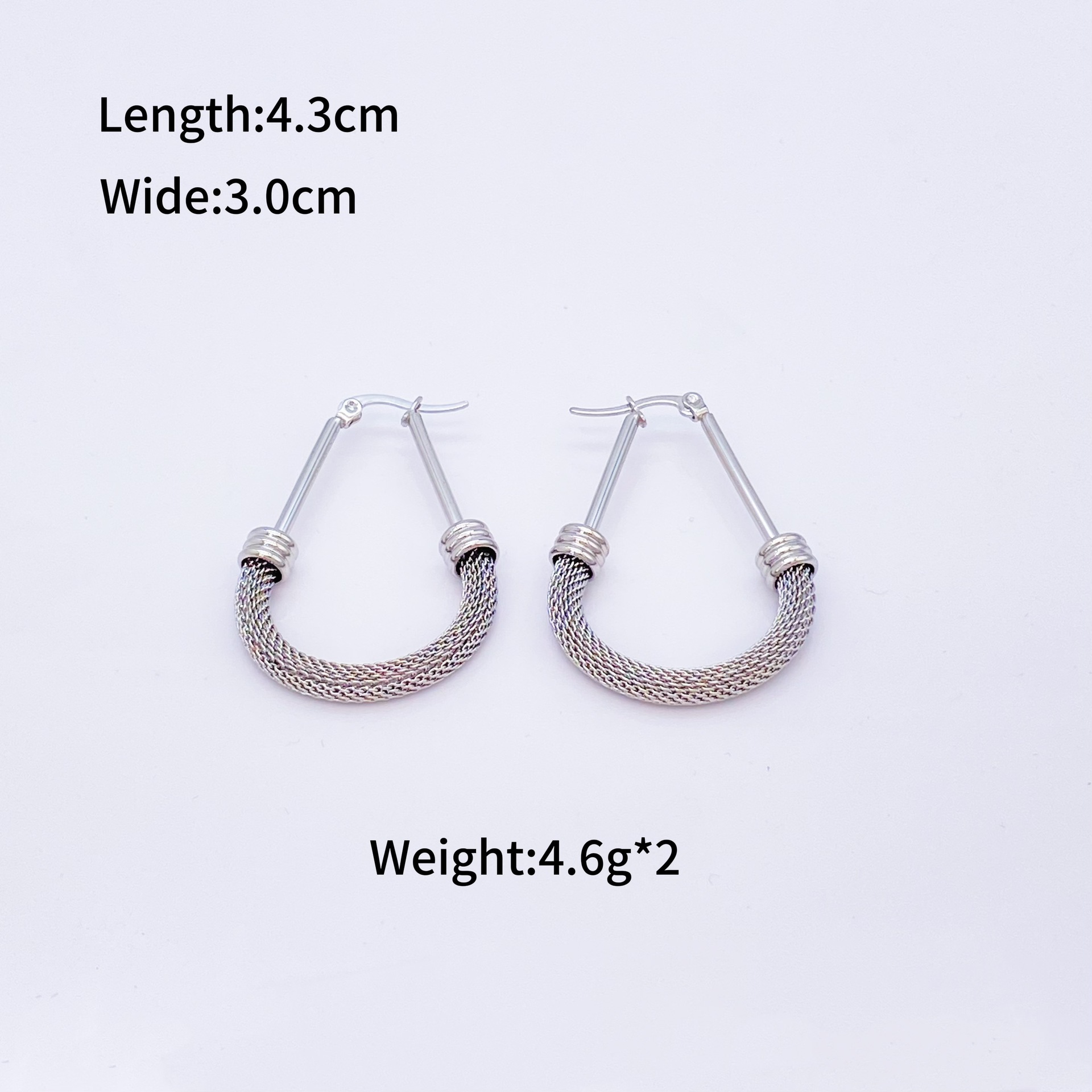 Halbnetz Titan Ohrstecker Aus Edelstahl Mit Kreisgeflecht_voghion.com