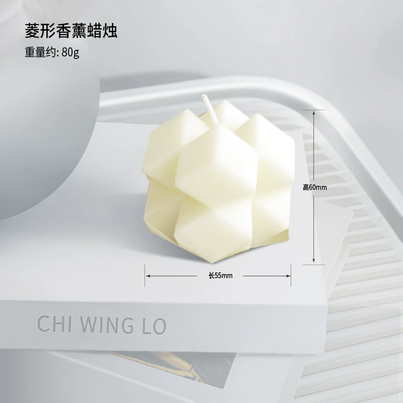 Aromatherapy candle handmade white geometric 40, nordic style decorative shapes