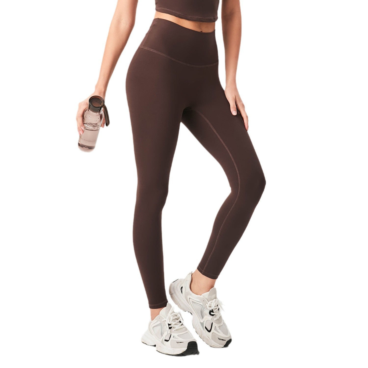 [Precio de un bocado] Pantalones deportivos de cintura alta desnudos, pantalones deportivos elásticos, caderas altas, secado rápido