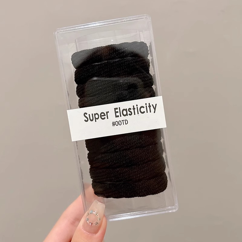 Cauda de caballo alta cuerda no colapsa, alta elasticidad, cubierta de cuero duradera, anillo de cabello de mujer, banda de goma de cabello de mujer, cuerda de cabello gruesa al por mayor