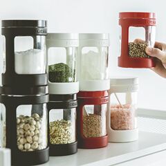 日本asvelキッチン調味料缶家庭用調味料瓶収納ケース塩糖缶ガラス密封缶調味料ケース