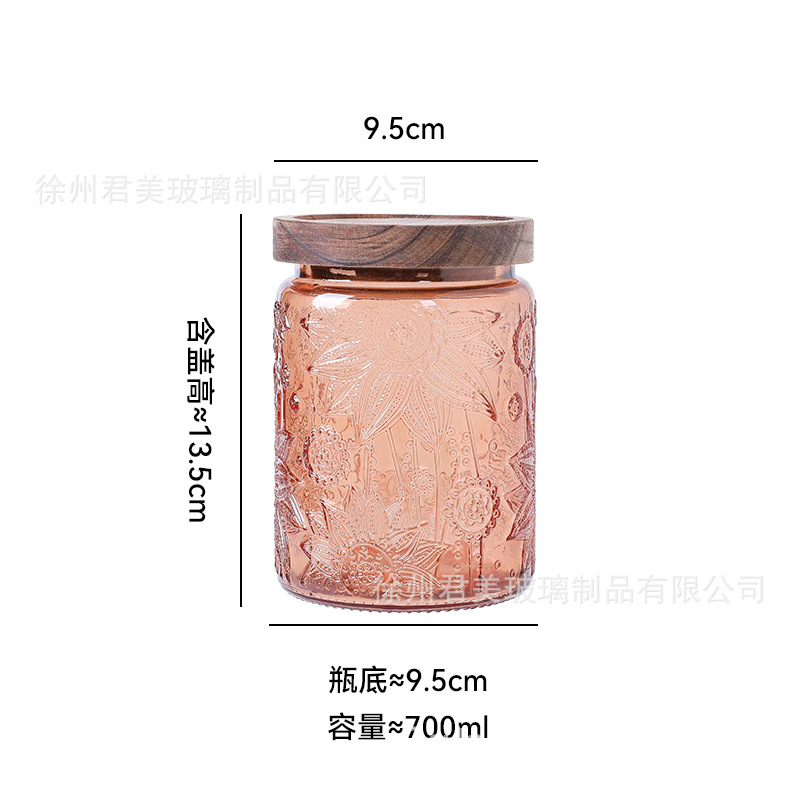 700ml tanque de almacenamiento de vidrio colorido begonia cocina casera granos de café té granos de granos latas de sellado al por mayor