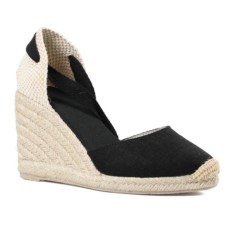 Solid color belt wedge heel