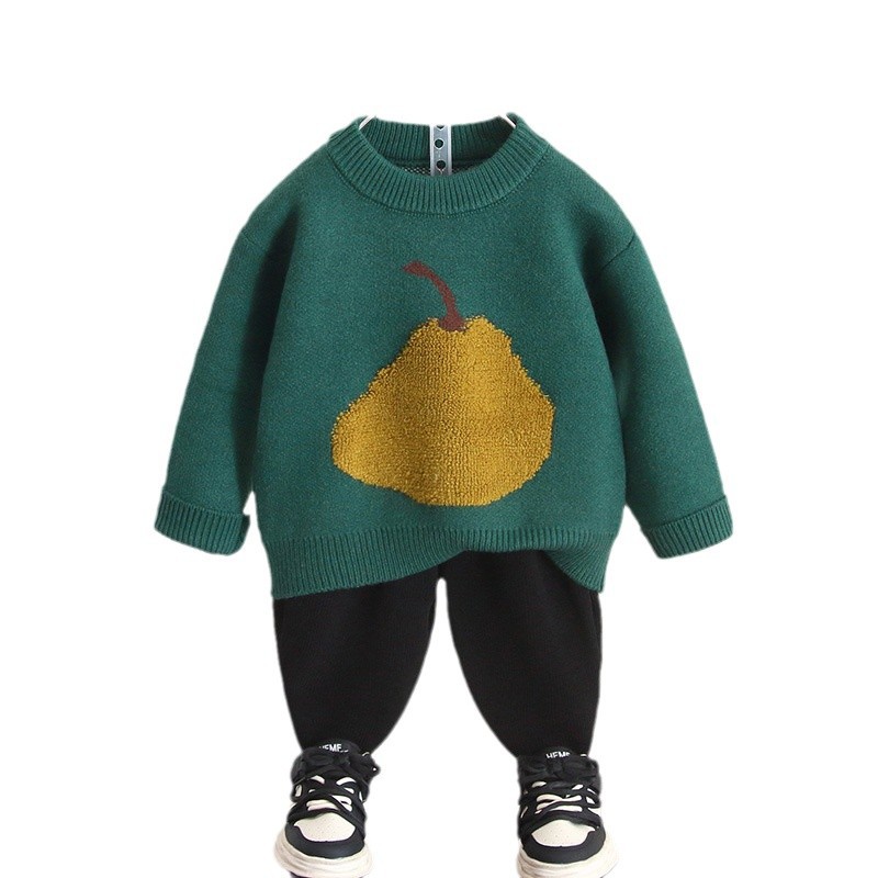 6684 ropa de otoño e invierno para niños suéter de cuello redondo para niños camisa de fondo gruesa fresca de moda 2025 nuevo suéter de bebé invierno