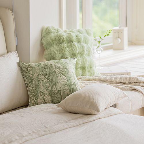 Modern fresh ins style matcha green home living room sofa bay window cushion pillow simple light luxury cushion wholesale