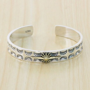 European and American Punk Style Street Trendy Sterling Silver Open Bracelet European and American Ins Simple Fashion Star Bracelet for Men and Women