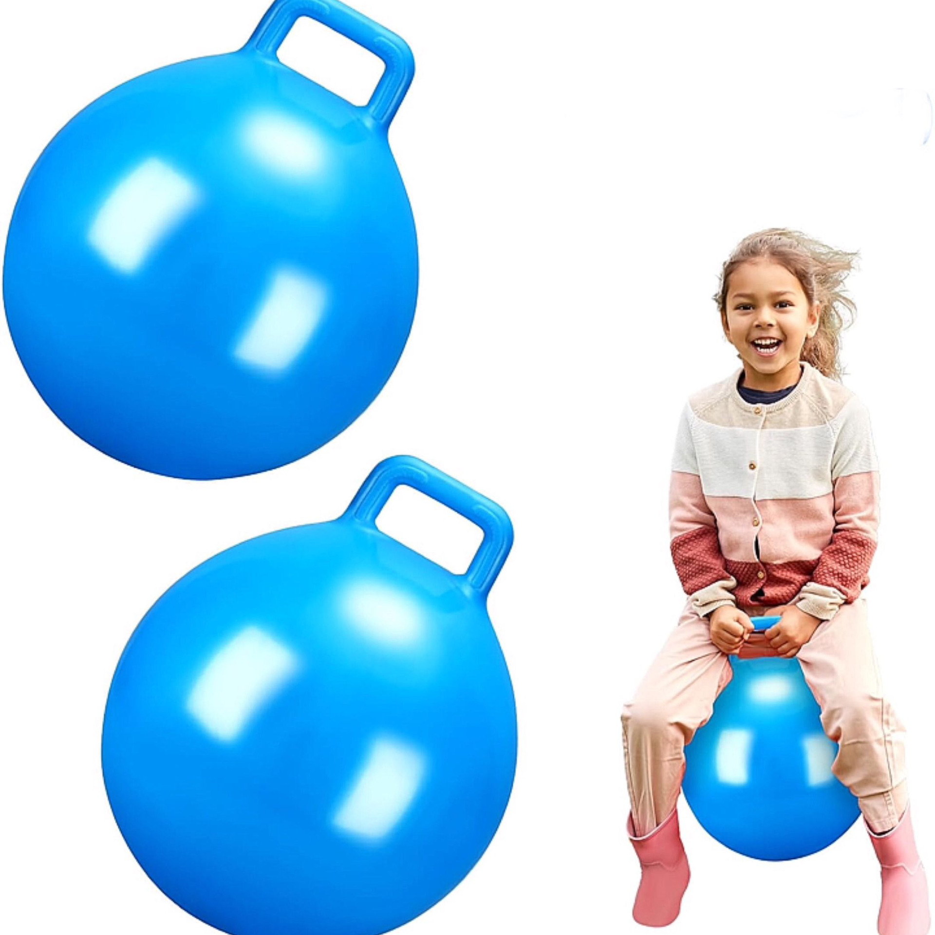 Venta al por mayor de color sólido sin patrón Bola de mango inflable Bola de salto de cuerno de juguete de PVC PARA NIÑOS 4 colores opcionales 1 lote