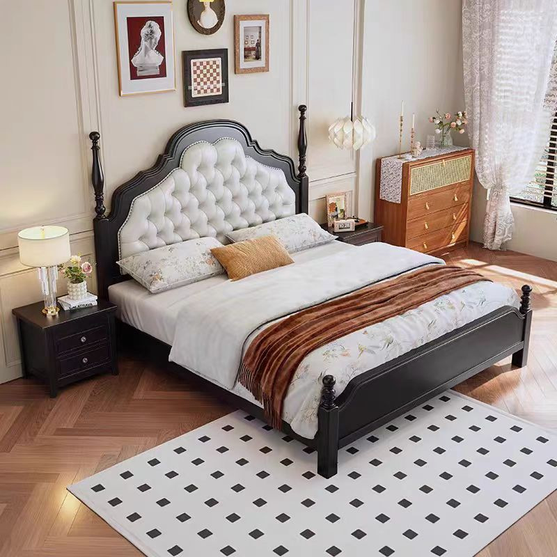 美式實木雙人床1.8米主臥現代簡約婚床1.5米輕奢儲物氣壓軟包床