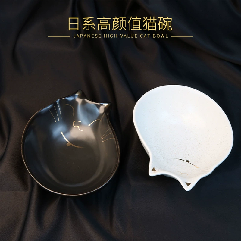 Керамическая чаша для домашних животных Японская золотая кошачья чаша плоская кошачья миска с пилкой для кошек