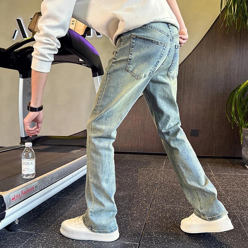 显瘦显腿长微喇牛仔裤男士春秋款修身直筒宽松休闲夏装潮牌长裤子