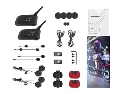 Motorcycle Helmet Bluetooth Intercom Motorcycle Helmet Headset - v6plus-type-c-double-package