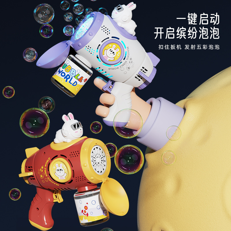 Космическая водяная пушка? Wait: bubble gun -> пузырьковая пушка? In Russian, bubble gun is пузырьковая пушка. automatic bubbles -> автоматические пузырьки? Usually
