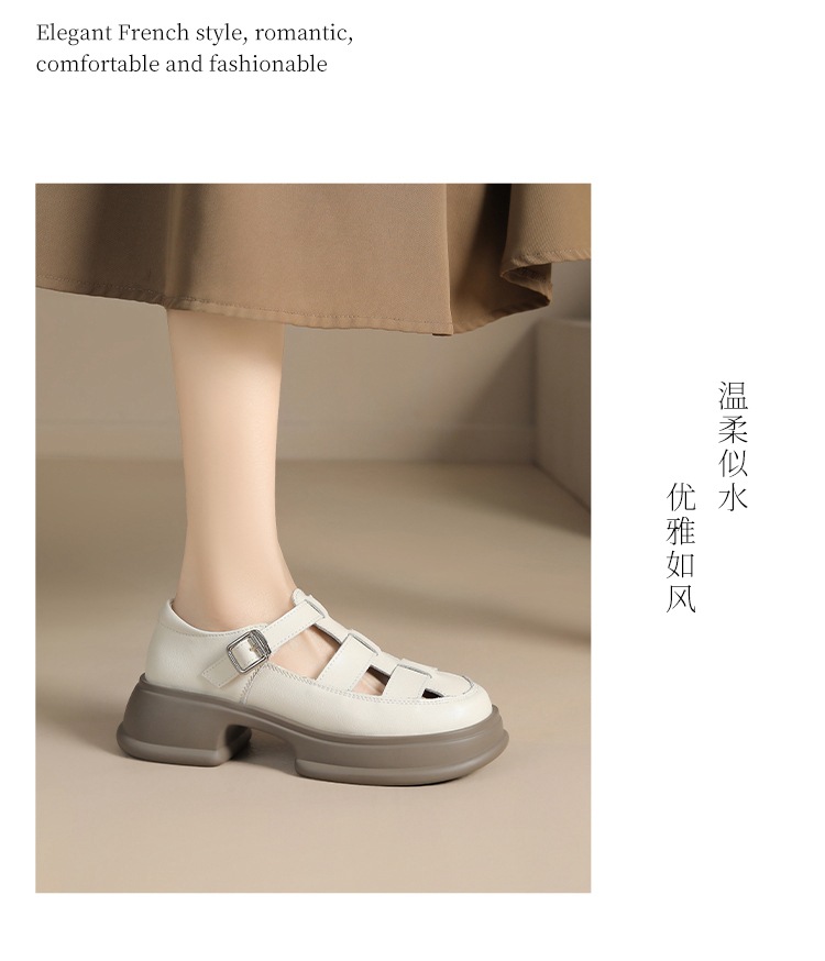 Dép sandal La Mã nữ đế dày da thật bít mũi — BK153 màu đen chi tiết 13