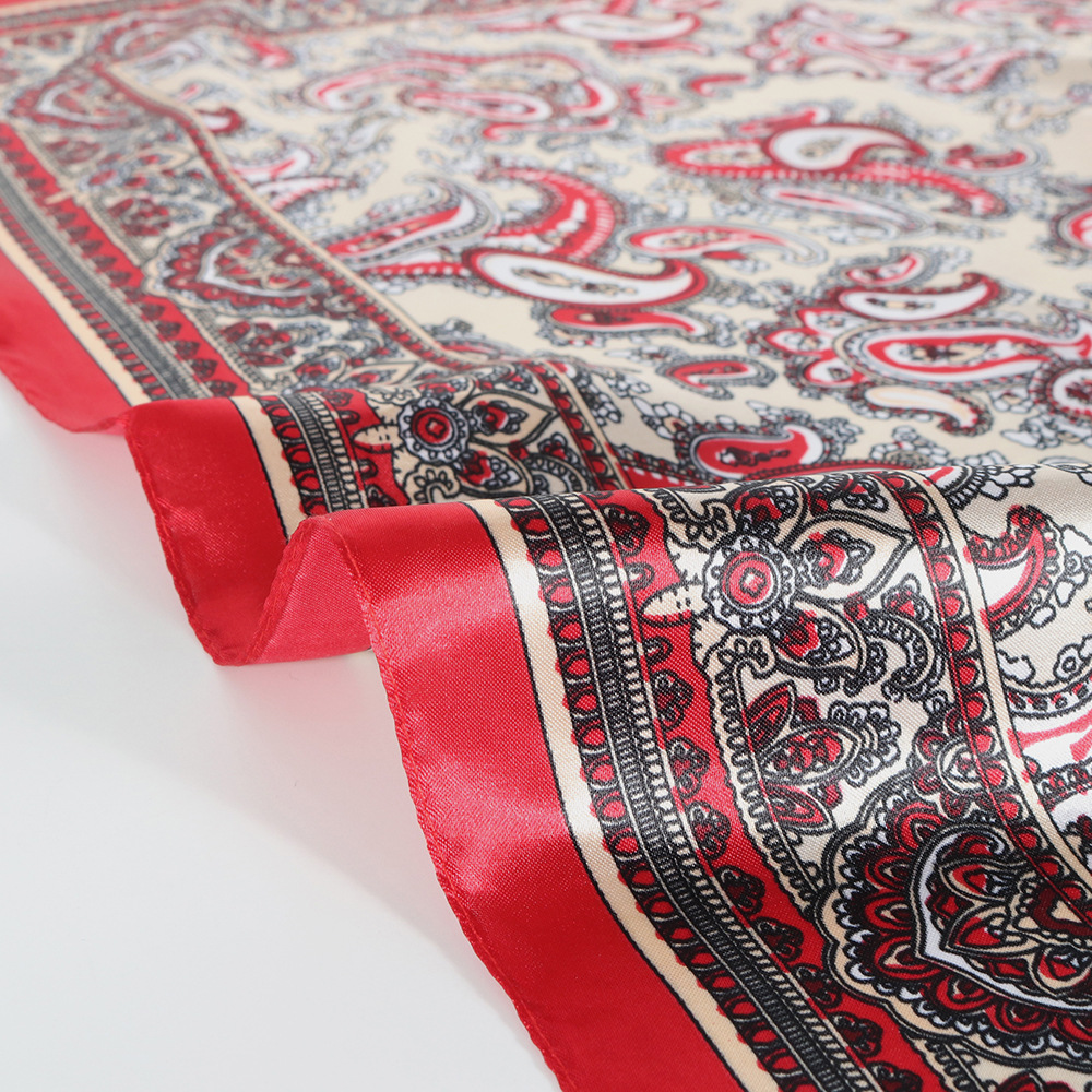 75g Weight Women's Streetwear Cashew Nuts Satin Printing Silk Scarf