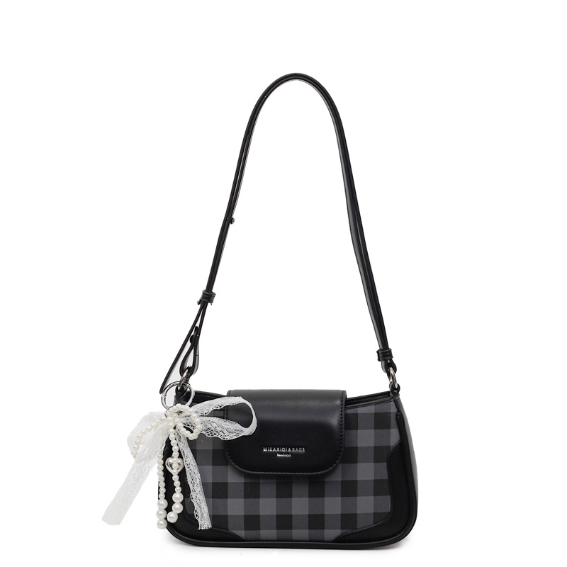 Bolso de axila de diseño de nicho a cuadros de estilo occidental 2025 nuevo bolso de hombro de todo fósforo de color en contraste bolso de mensajero de moda de alta gama