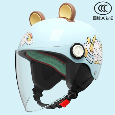 Baby Four Seasons Safety Helmet — Motosiklet kaskı (dəbilqə) - dream-rabbit-3-16-years-old-can-be-worn-hd-long-mirror-detachable-ear-protection