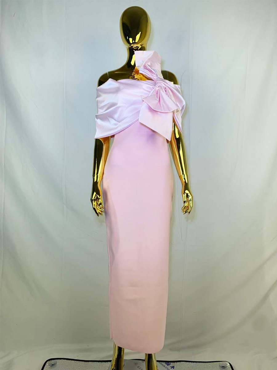 Europa y los Estados Unidos de la nueva moda femenina arco de espalda descubierto pecho delgado vestido de vendaje de fiesta vestido de noche vestido largo