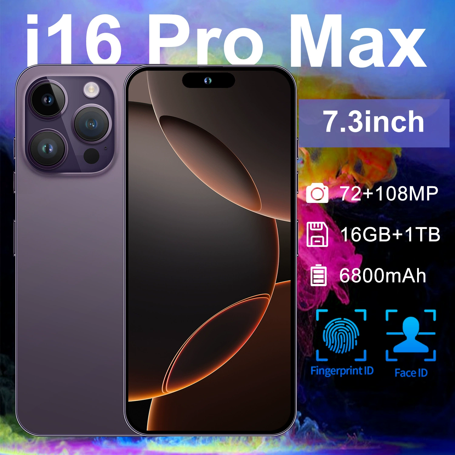 Горячий трансграничный мобильный телефон I16 ProMax с большим экраном 16+1T, 7,3-дюймовый смартфон Ozon AliExpress, цельное поколение