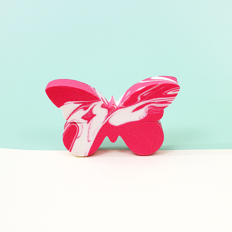 Polvo plano no de látex personalizado almohadilla de aire doble color mariposa polvo herramientas de maquillaje de belleza huevo esponja polvo de polvo