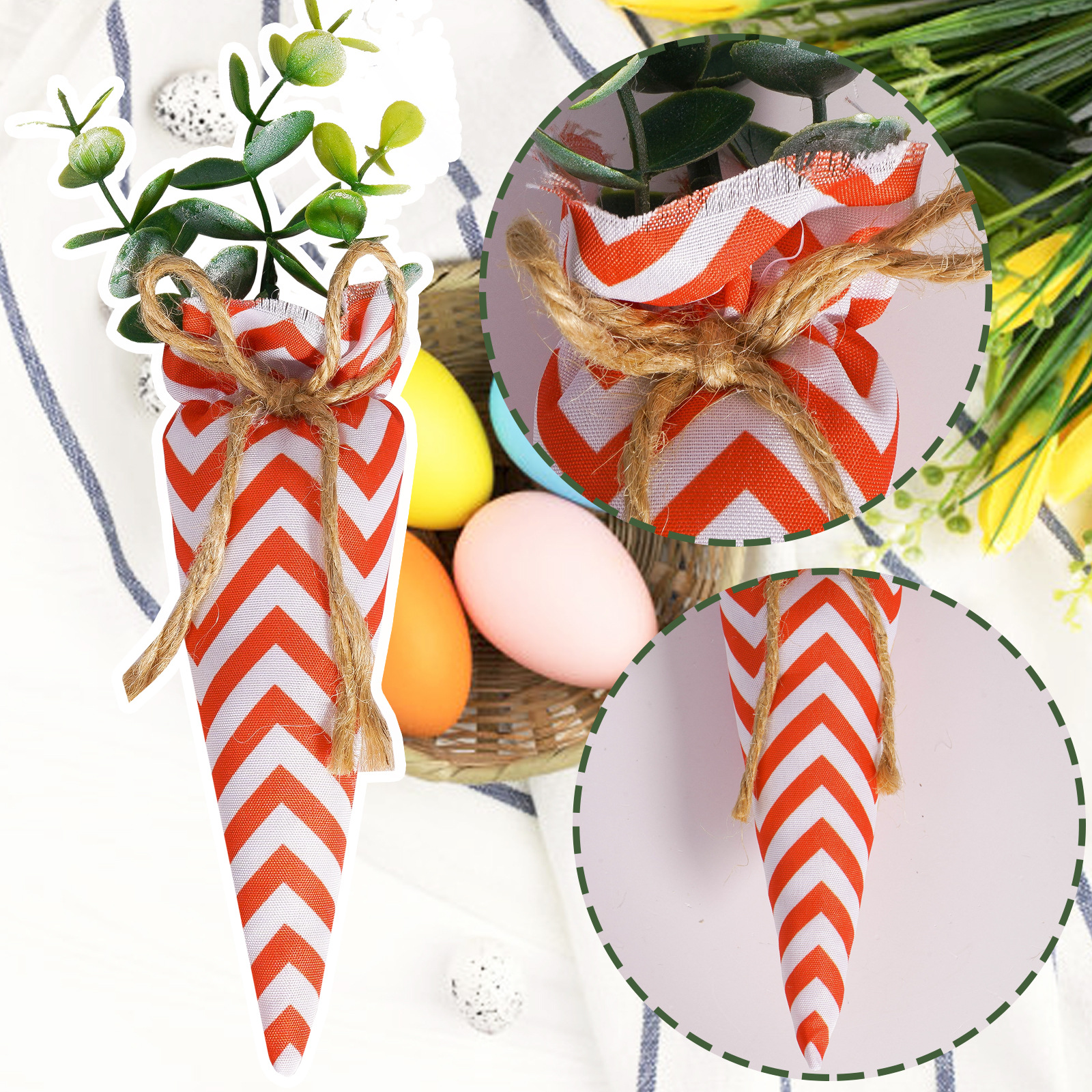 Nuevos productos transfronterizos de pascua colgante de rábano adorable patrón festivo naranja rayas manchas adornos decoración de fiesta