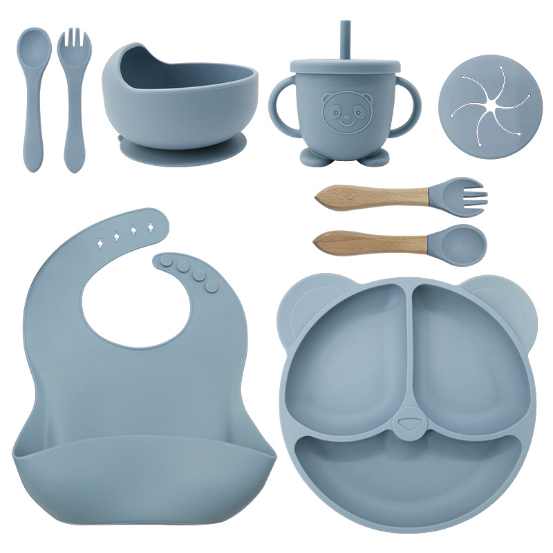 Juego de vajilla de mesa de silicona de panda rojo