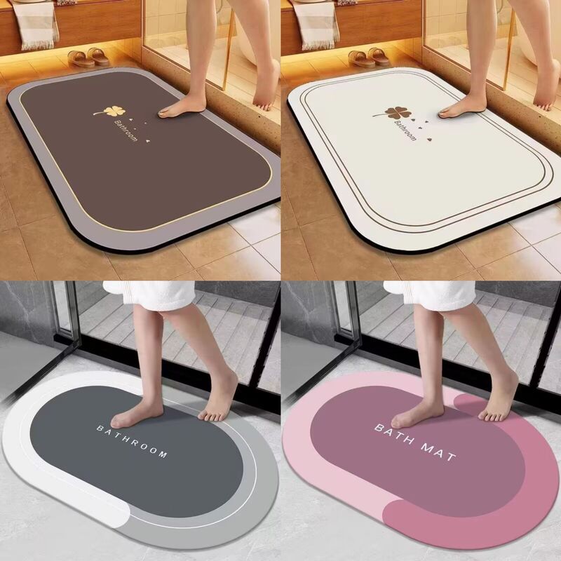 Bathroom Floor Mat, Water-Absorbent Non-Slip Mat, Bathroom Door Mat, Cross-Border Modern Simple Household Diatom Mud Floor Mat