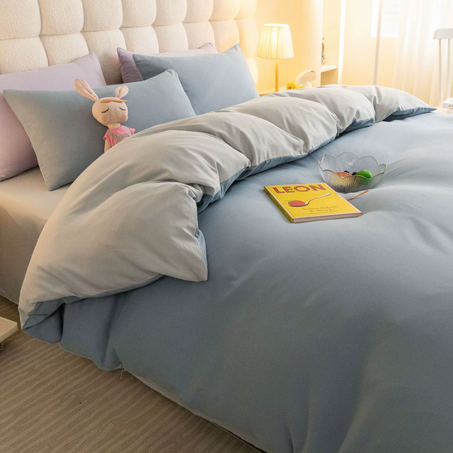 Duvet cover, set for elementary school students, sheet, bedspread, 3 piece set, simple and elegant design, 4 piece set