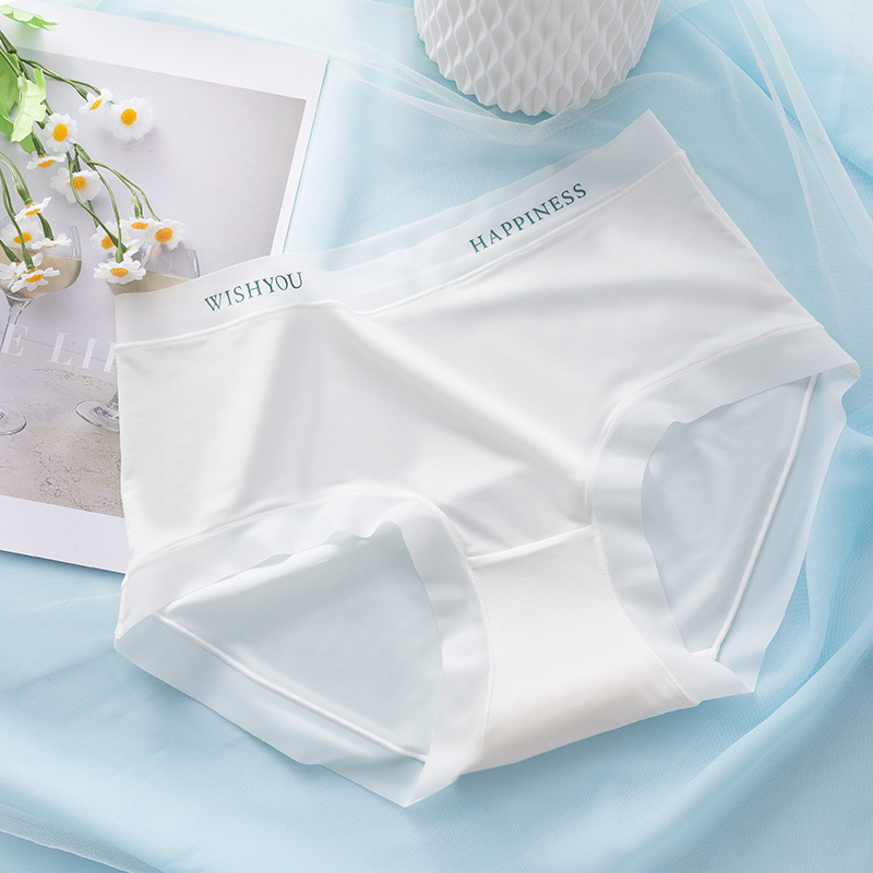 Ropa interior de seda de hielo sin costuras de mujer máscara de cintura media entrepierna de algodón de niña antibacteriana Levantamiento de cadera transpirable más pantalones cortos de tamaño Delgado
