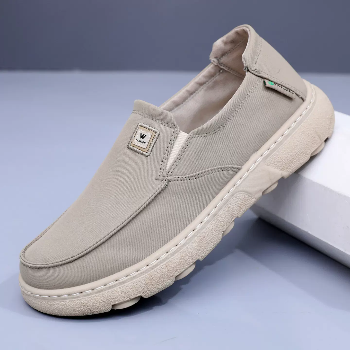 鞋子男春季新款休闲防滑耐磨一脚蹬爸爸鞋透气帆布男单鞋舒适百搭