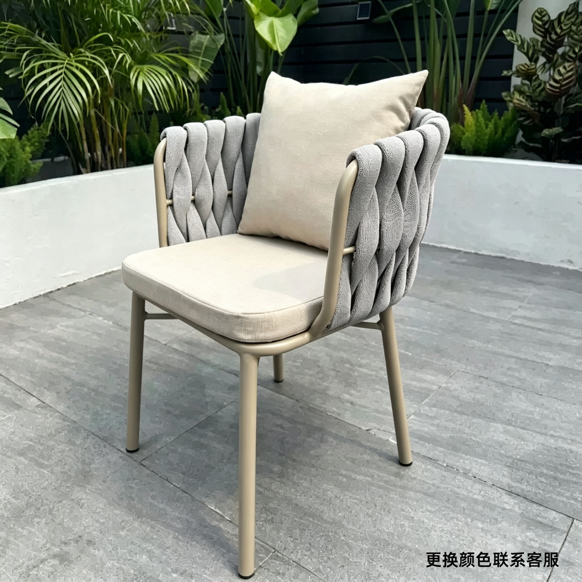 Sofá nórdico al aire libre de caña mesa y silla mesa de comedor al aire libre patio de ocio terraza de aleación de aluminio mesa y silla combinación