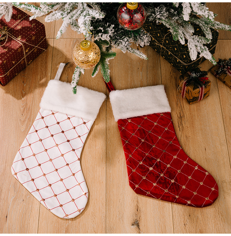 Christmas Decoration High-end Christmas Stocking Red Christmas Stocking Gift Bag Tree Hanging Gift Socks_voghion.com