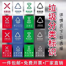 国标垃圾分可回收大垃圾桶标识标牌钉制海报分类贴纸户外学校