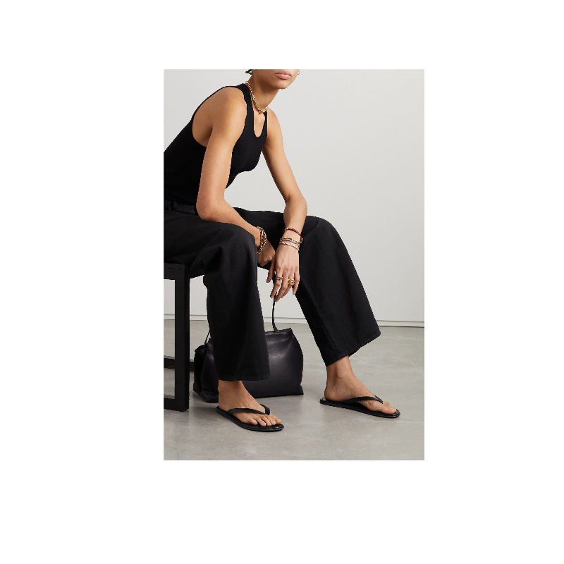 Row Style Slippers Are Very Comfortable and Normcore Flip-Flops for Women, Genuine Leather Flats Sandals, Retro Fashionable Slippers