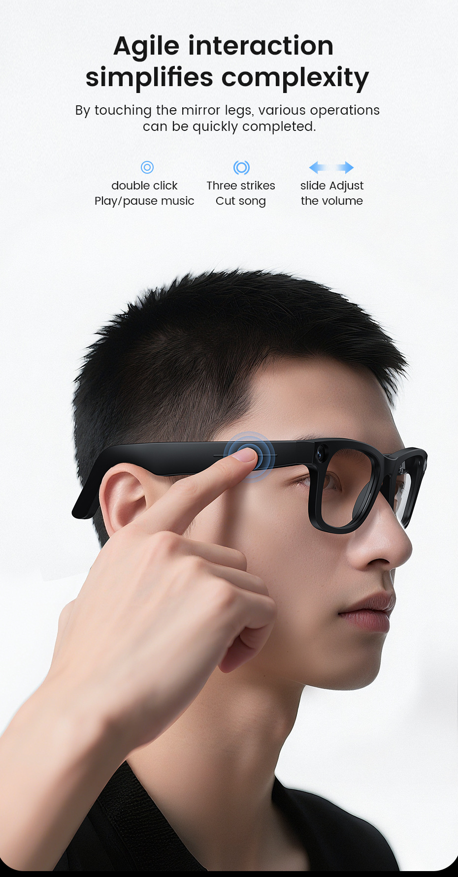 Grenzüberschreitend neue E03 intelligente KI-Foto-Brille mit 800W Kamera, Bildstabilisierung, Fotografie, Erkennung, Übersetzung intelligente Brille