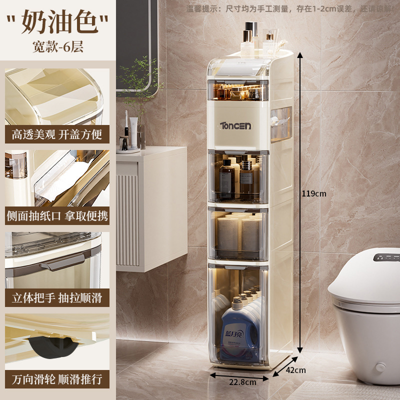 Gabinete de almacenamiento de ranura estrecha estilo cajón Gabinete de ranura multifuncional de baño Sala de estar Gabinete de almacenamiento de gran capacidad Gabinete de acabado de esquina