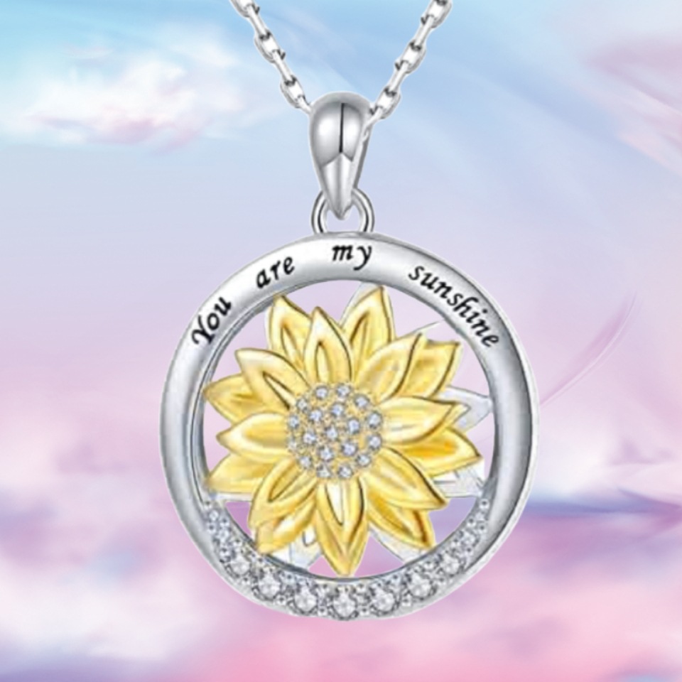 Elegant Simple Style Sunflower Alloy Plating Zircon Women's Pendant Necklace display picture 1