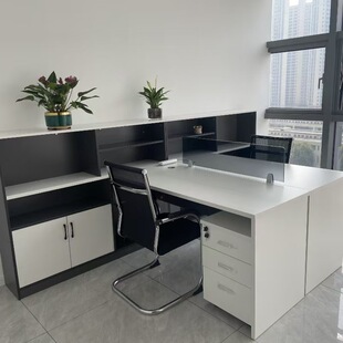 Financial Office Desk and Chair Combination Partition L-shaped Office Card Seat Staff Desk Multi-seat Computer Desk Simple Modern