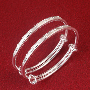 genuine goods 999 full silver year-old safe baby bracelet year of the snake newborn smooth sterling silver bracelet full moon year-old