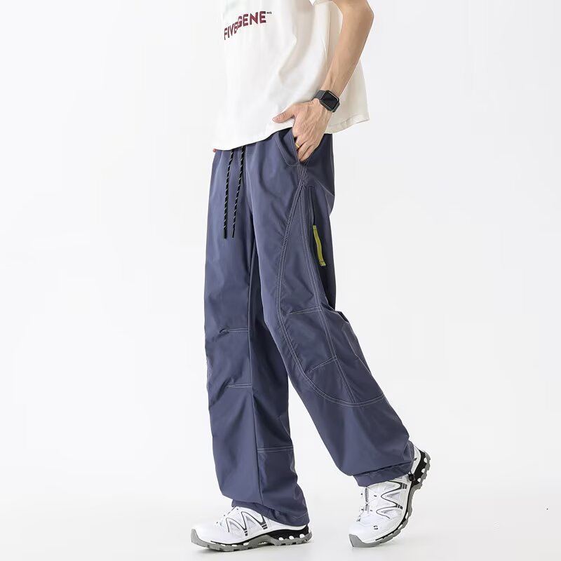 American Functional Waterproof Hiking Pants for Men Outdoor Trekking Climbing Pants Trendy Loose Straight Casual Pants