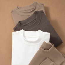 斜纹抓绒保暖秋季卫衣男宽松立领长袖t恤高弹舒适秋冬内搭上衣男